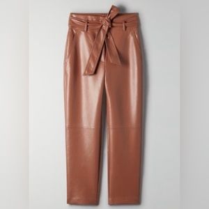Aritzia Wilfred High Tied Faux Leather Pant